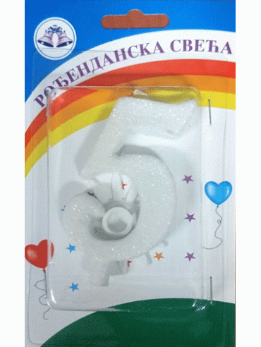 Svećica bela sa šljokicama 5