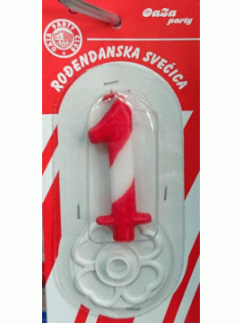 Svećica crveno beli broj 1