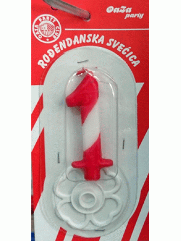 Svećica crveno beli broj 1