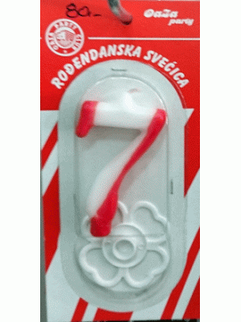 Svećica crveno beli broj 7