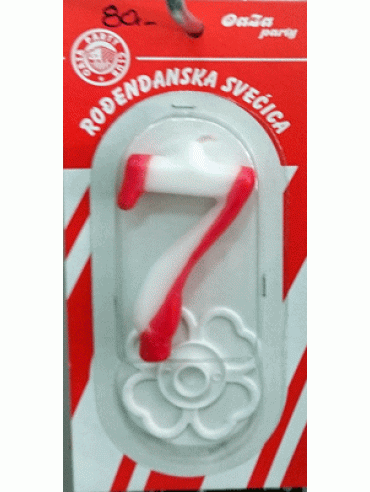 Svećica crveno beli broj 7