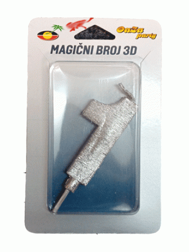 Svećica magični broj 3D 1 srebro